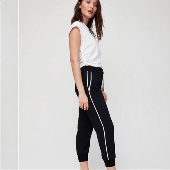 Aritzia Wilfred Free Black Buffon Jogger Pants with side stripe Sz XXS - Picture 2 of 14